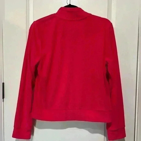JUICY COUTURE WATERMELON RED COTTON TERRY CLOTH TRACK STYLE ZIP UP JACKET LG - Picture 5 of 5